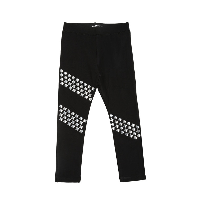 Kids – Girls Ankle Length Leggings Stud Cotton Black