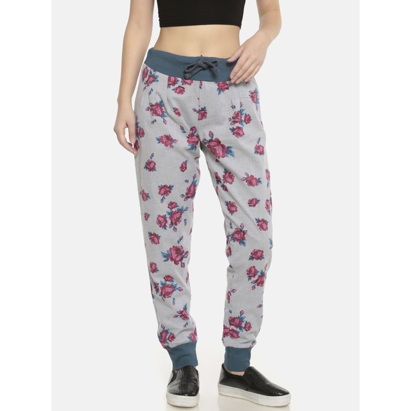 Ladies  Jogger Printed Cotton Red