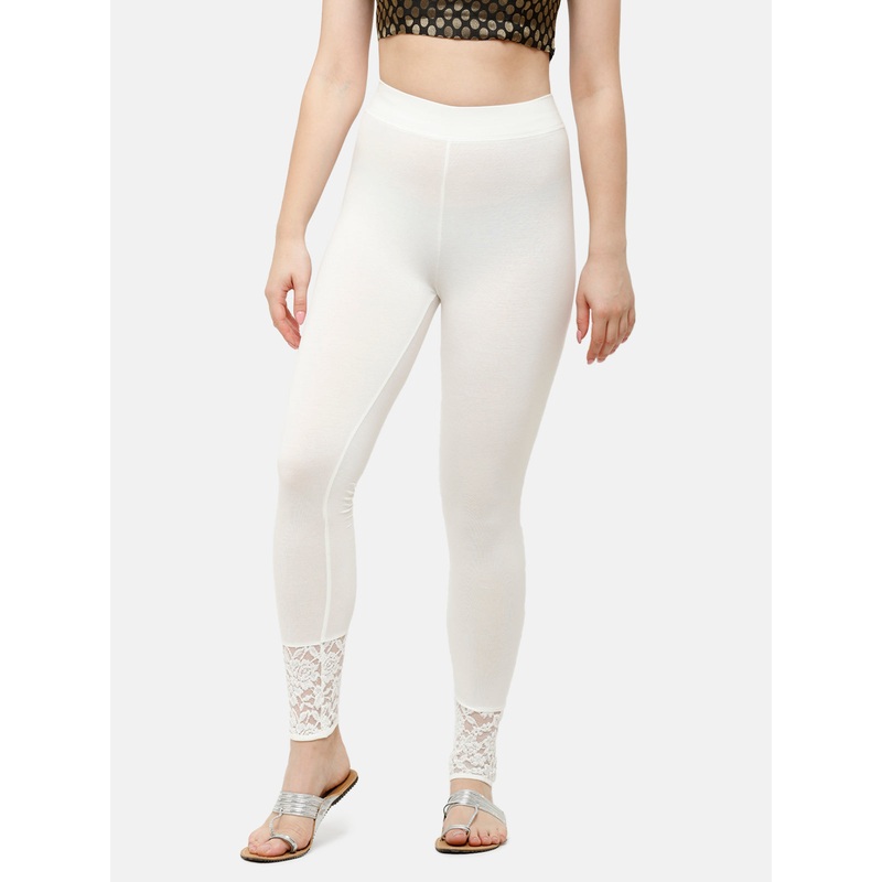 Women’s Ankle Length Leggings  Cotton Offwhite