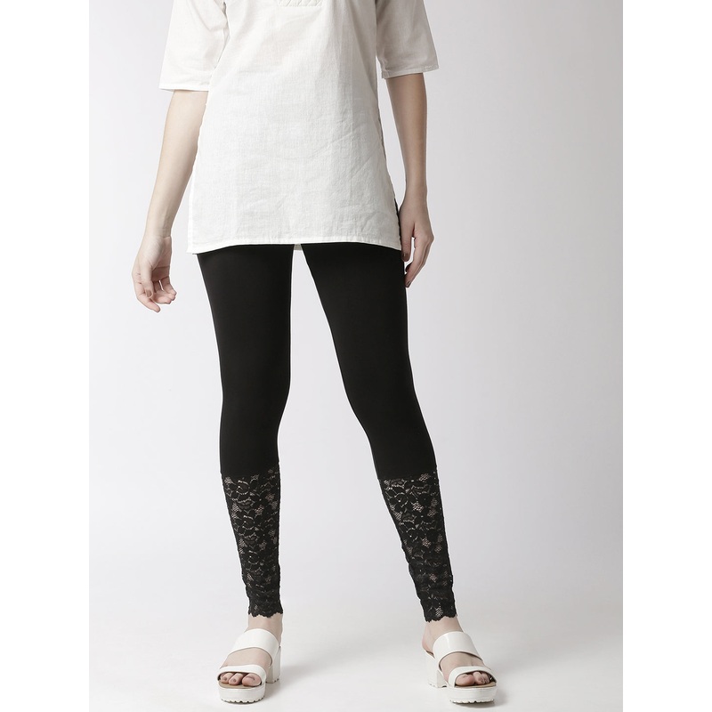 Women’s Ankle Length Leggings Solid Viscose Lycra Black