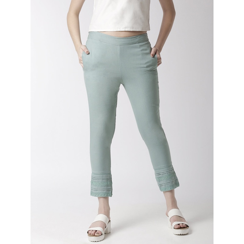 Women’s Cigarette Pant  Lace Cotton Mint