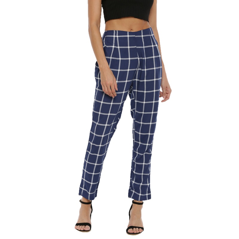 Women’s Cigarette Pant Yarn Dyed Rayon Navy Blue