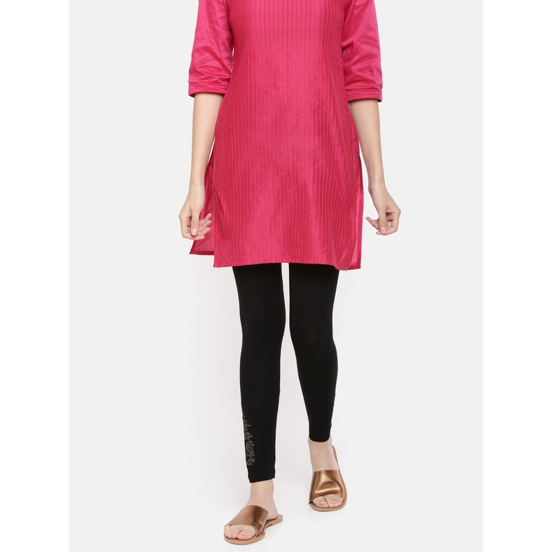 Women’s Printed Ankle Length Leggings Cotton Black