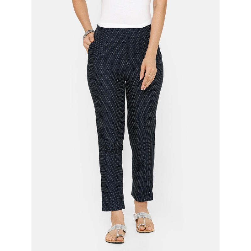 women’s Printed Cigarette Pant  Cotton Stone Blue