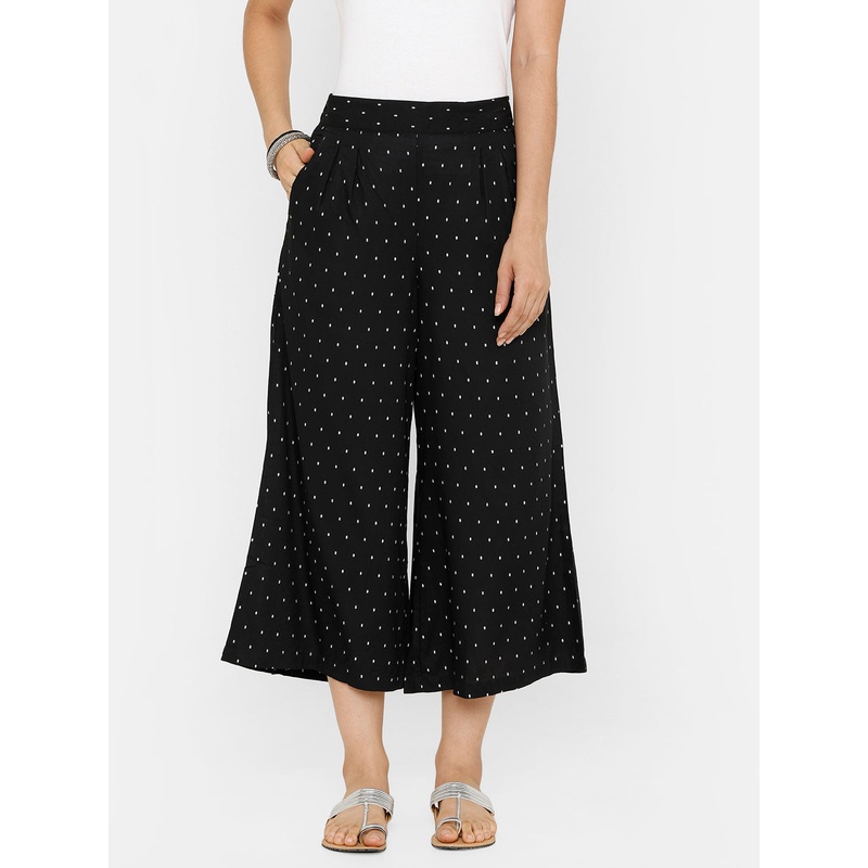women’s Printed Culottes  Rayon Black