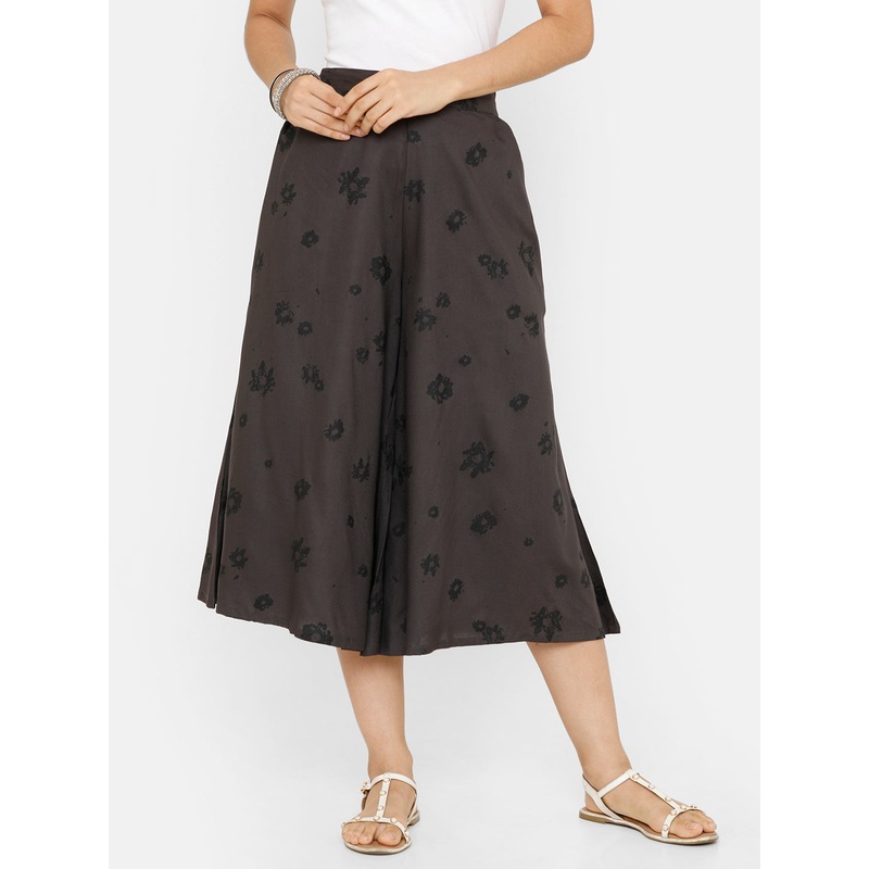 women’s Printed Culottes  Rayon Dark Grey