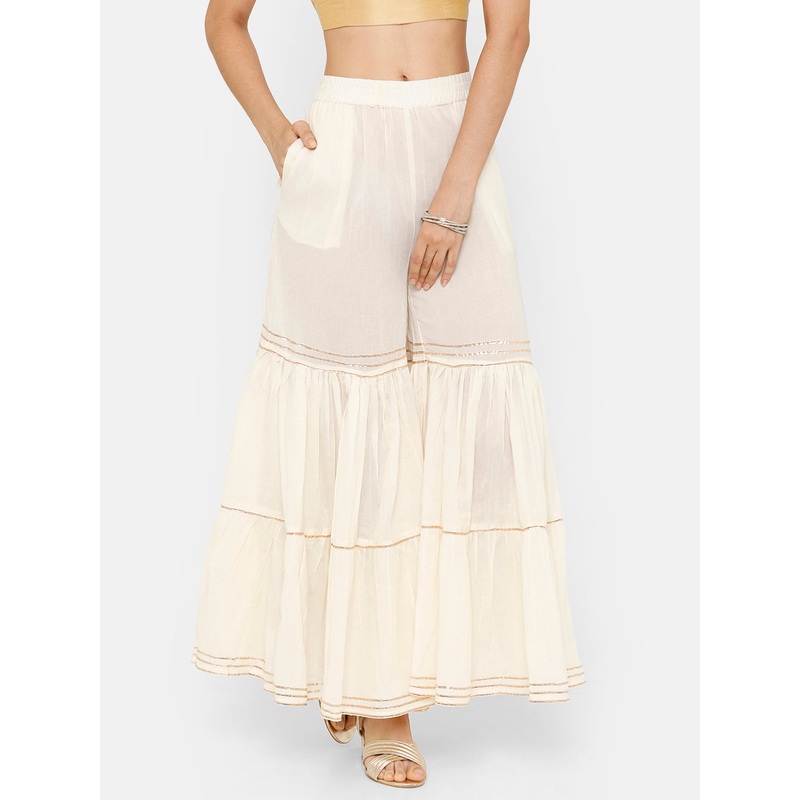 Women’s Sharara Solid Cotton Offwhite