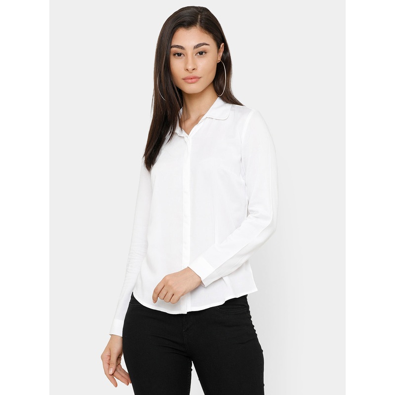 Women’s Shirt Solid Rayon White