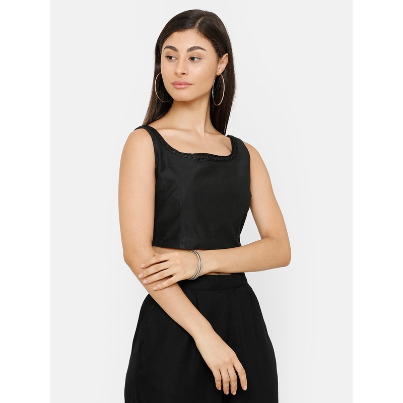 Women’s Spaghetti Crop Top Black