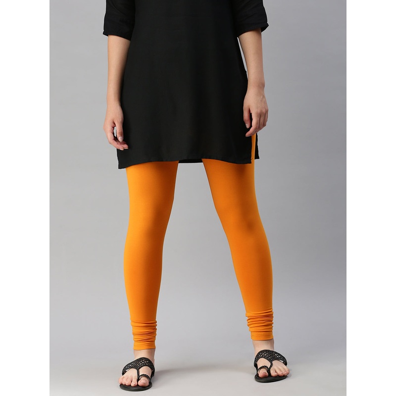 Women’s  Superior Ankle Length Leggings Dark Yellow Solid Cotton