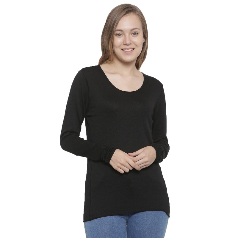 Women’s Sweater Round Neck Full Sleeve Solid Cotton Black