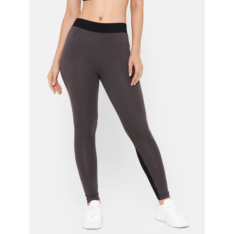 Women Sporty Ankle Length Leggings Cotton Dark Grey