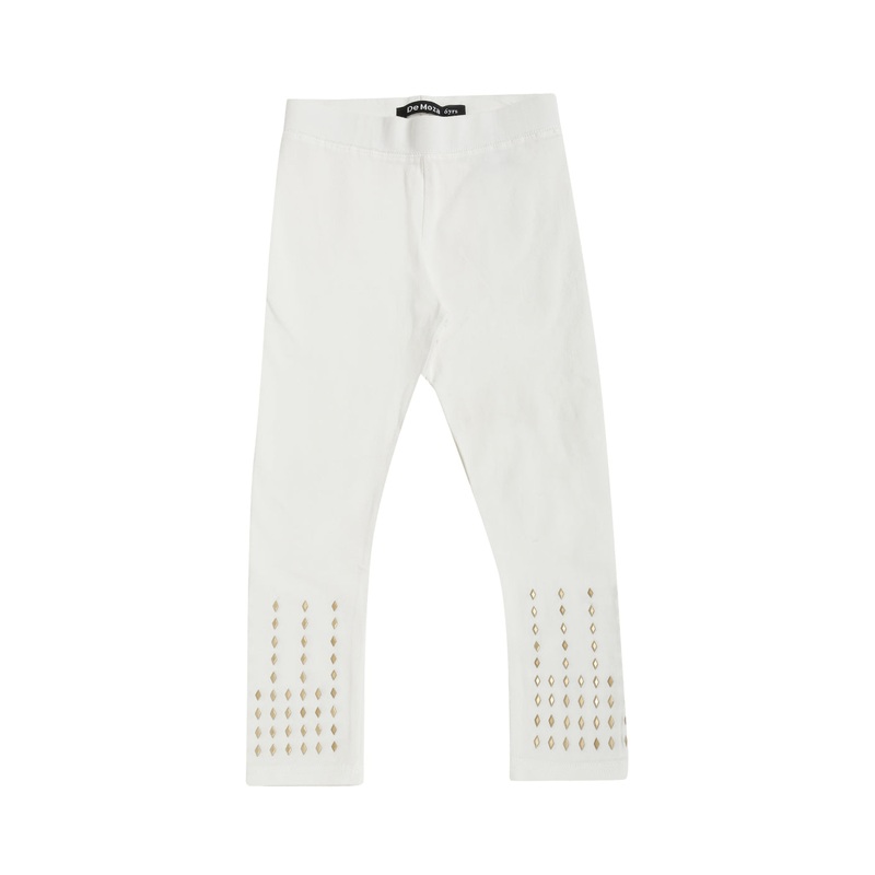 Kids – Girls Ankle Length Leggings Stud Cotton Offwhite