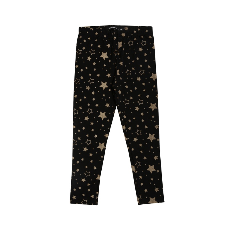 Kids – Girls Printed Ankle Length Leggings Cotton Black