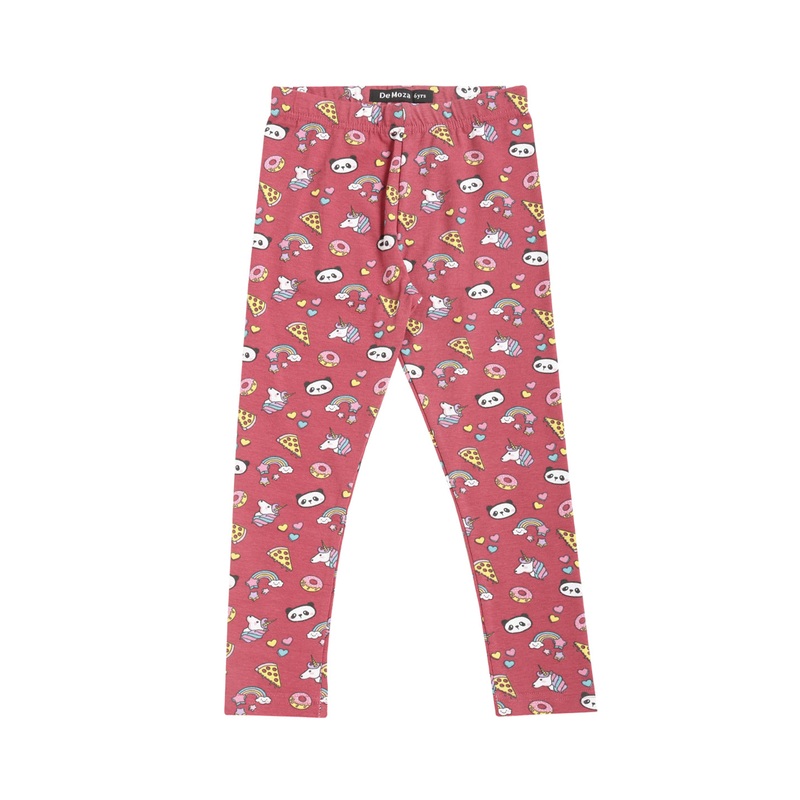 Kids – Girls Printed Ankle Length Leggings Cotton Dark Pink
