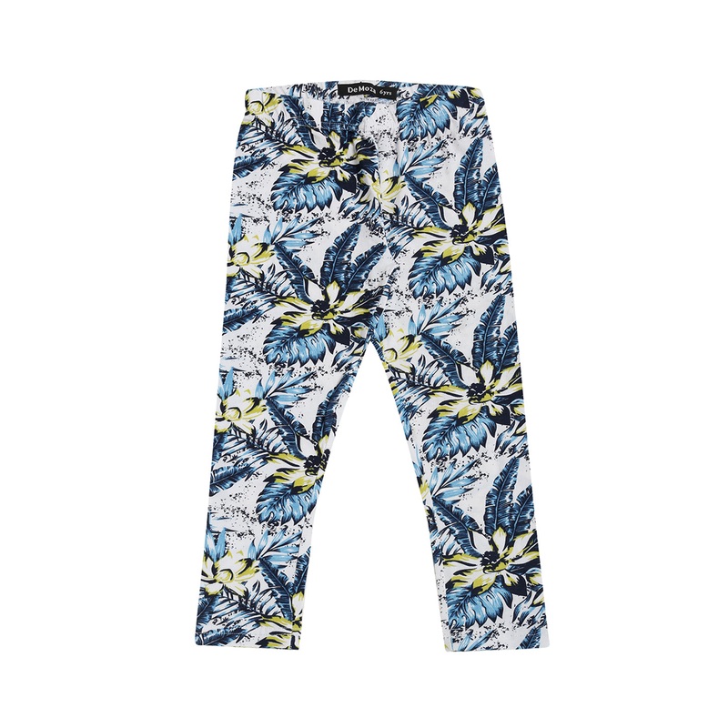 Kids – Girls Printed Ankle Length Leggings Cotton Light Blue