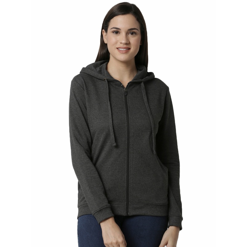Ladies Anthra Melange Sweat shirt