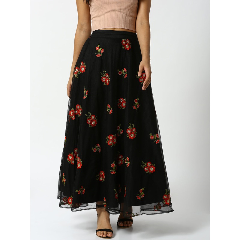 Ladies Black Embroidered Skirt