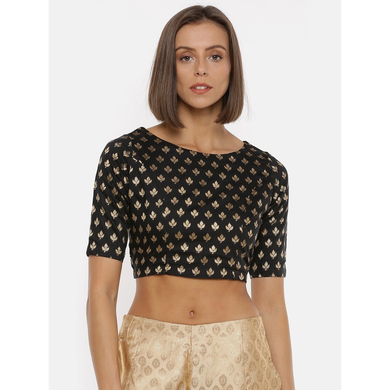 Ladies Black Ethnic Crop Top|Black|XL|L|M|S|LWTCTJCF60212