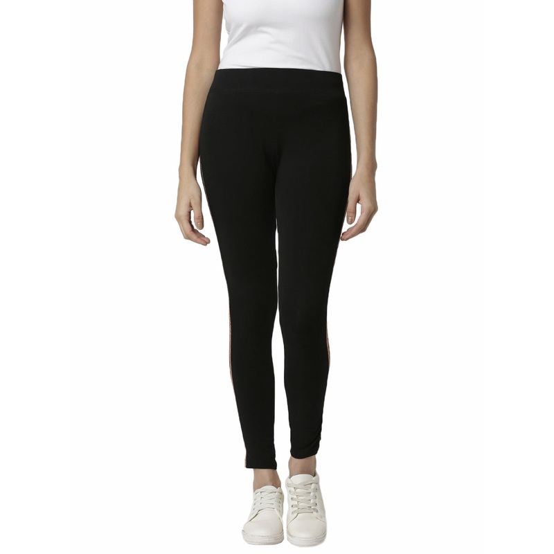 Ladies Copper gold Side Striped Active Wear Leggings