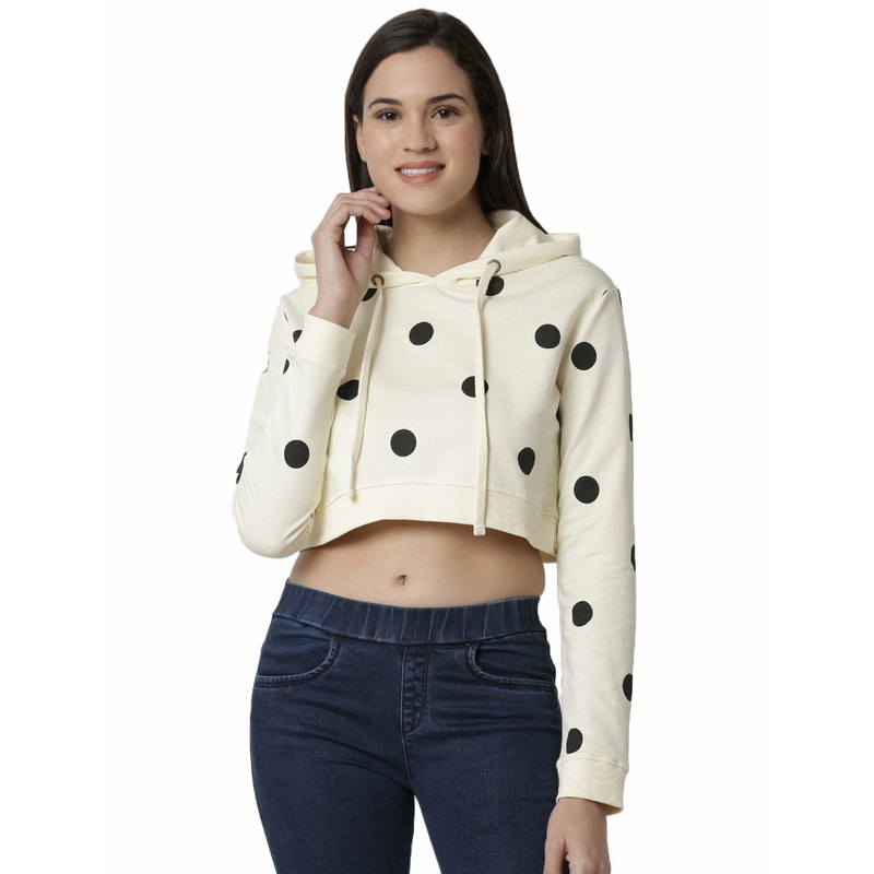 Ladies Ecru full sleeve Sweat Shirt