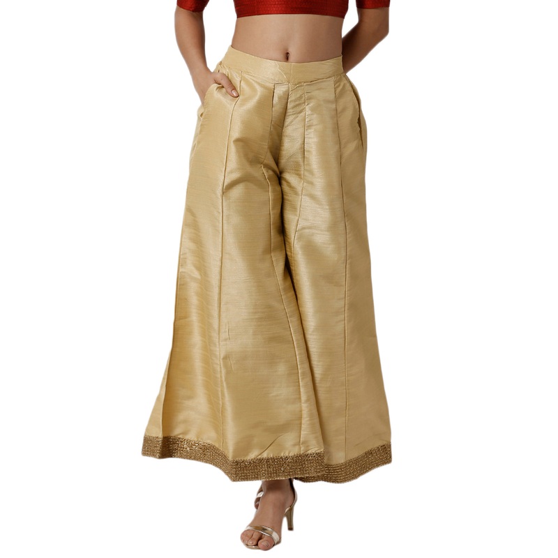 Ladies Gold Palazzo Pants|Gold|XL|L|M|S|LWBPZSOF5108102