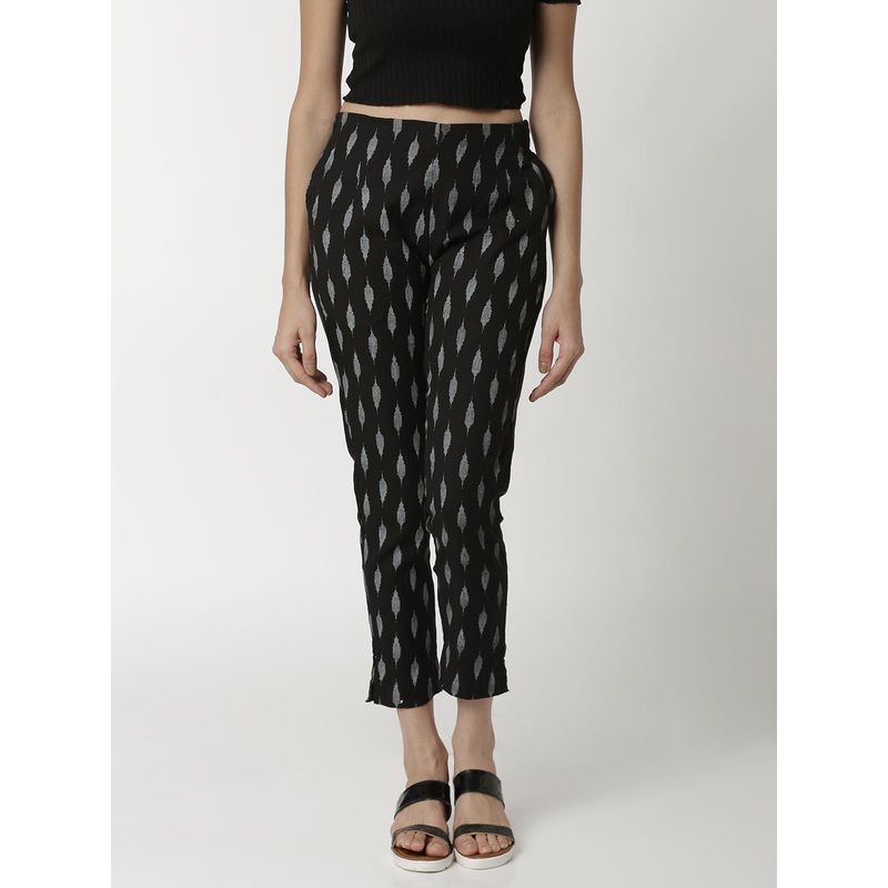Ladies Jacquard Cigarette Pant Black