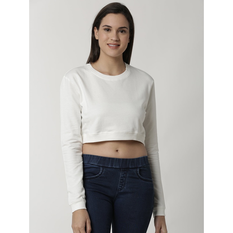 Ladies Offwhite full sleeve Sweat Shirt