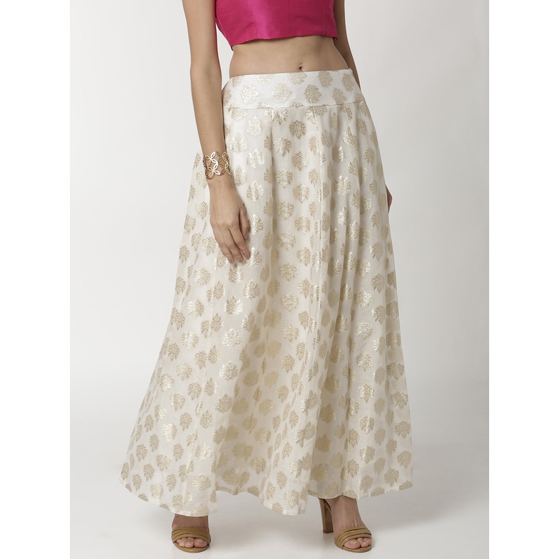 Ladies Offwhite Jacquard Ethnic Skirt