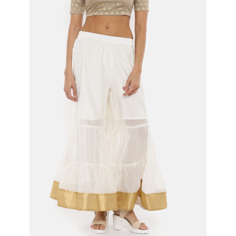 Ladies Offwhite Sharara Pant|Offwhite|L-XL|S-M|LWBSHSOF4053009