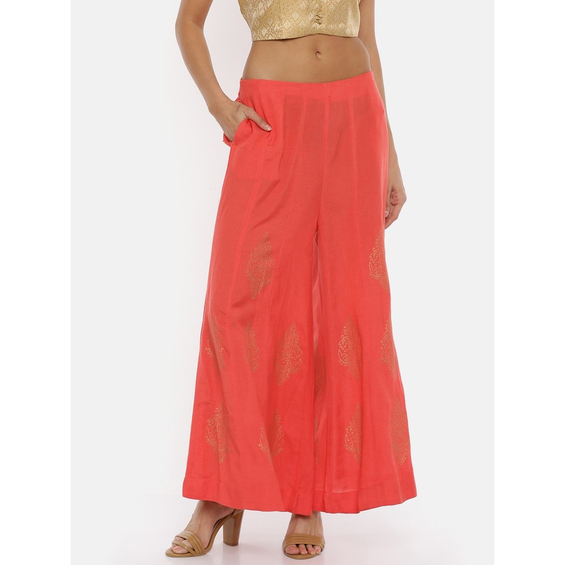 Ladies Printed Coral Palazzo|Coral|XL-XXL|M-L|LWBPZAOF5087020