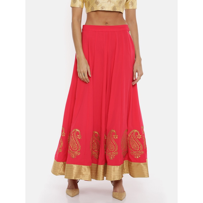 Ladies Printed Fucia Ethnic Skirt