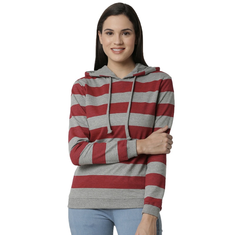 Ladies Printed Grey Melange Sweat shirt