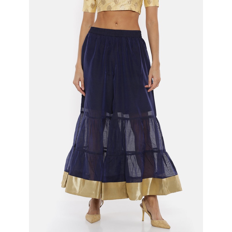 Ladies Printed Navy Blue Sharara Pant