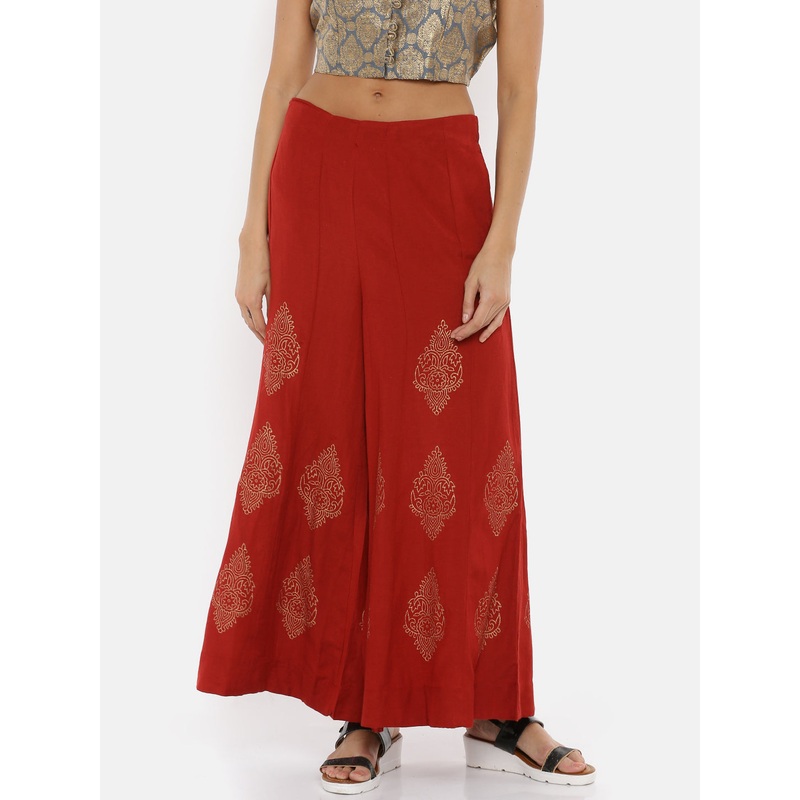 Ladies Printed Red Palazzo|Red|XL-XXL|M-L|LWBPZAOF5087010