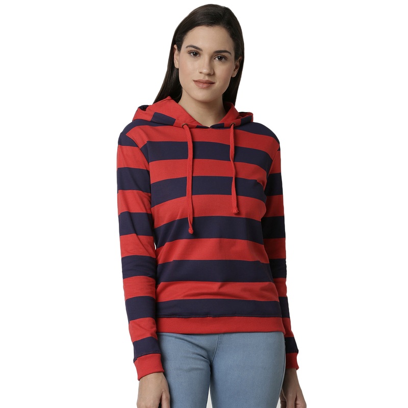 Ladies Printed Red Sweat shirt