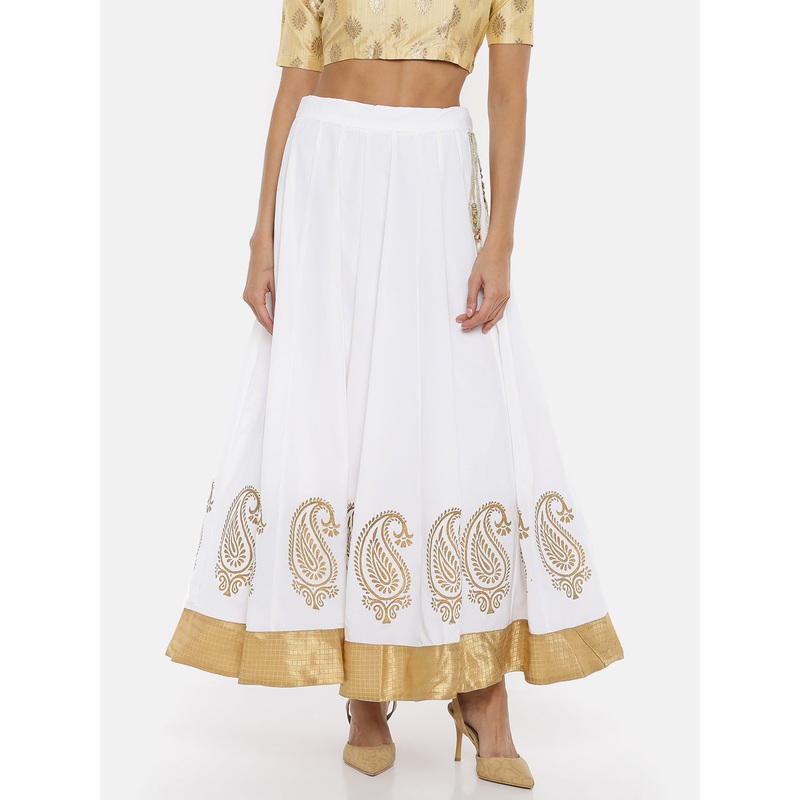 Ladies Printed white Ethnic Skirt