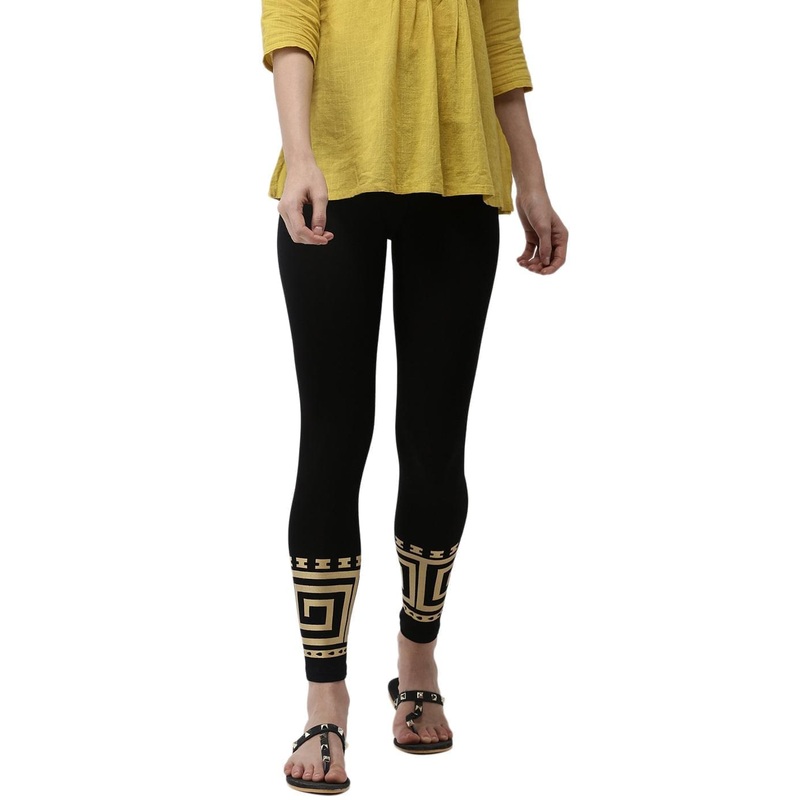 Printed Ankle Length Leggings Black