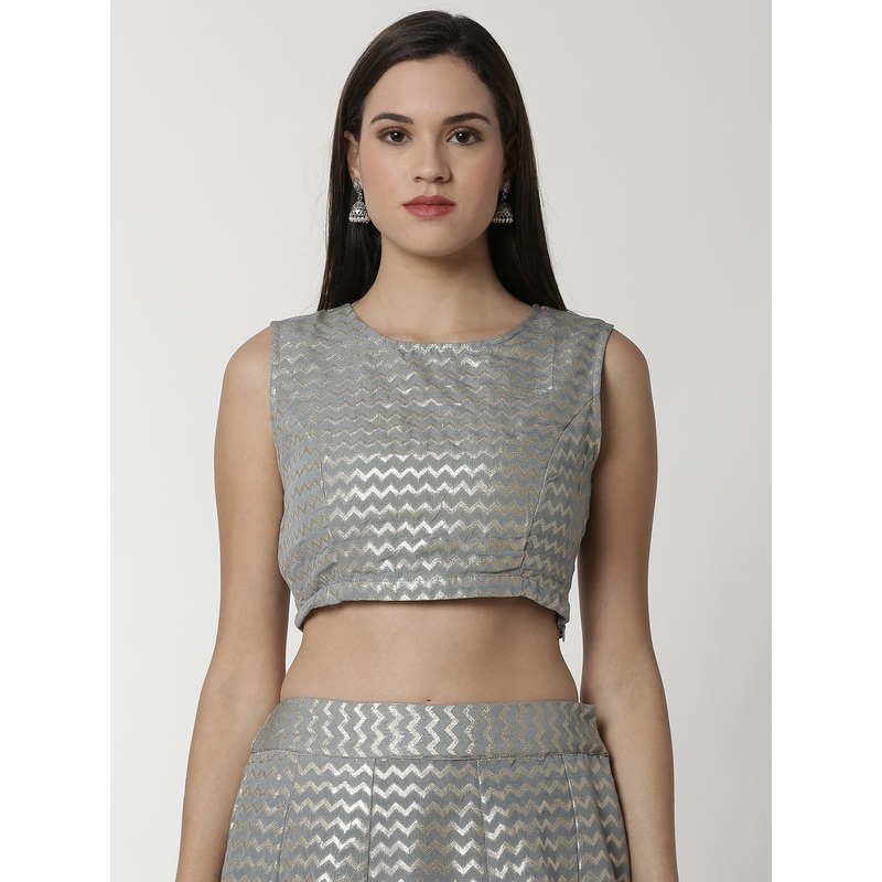 Women Ethnic Crop Top|Light Grey|XXL|XL|L|M|S|LWTCTJCF7189074