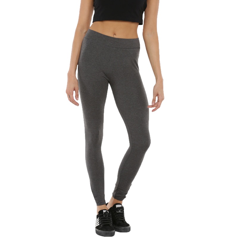 Women’s Ankle Length Leggings Solid Cotton Anthra Melange
