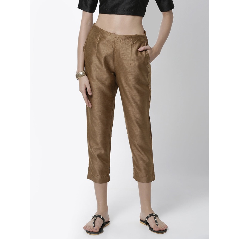 Women’s Cigarette Pant  Jaquard Polyester Gold