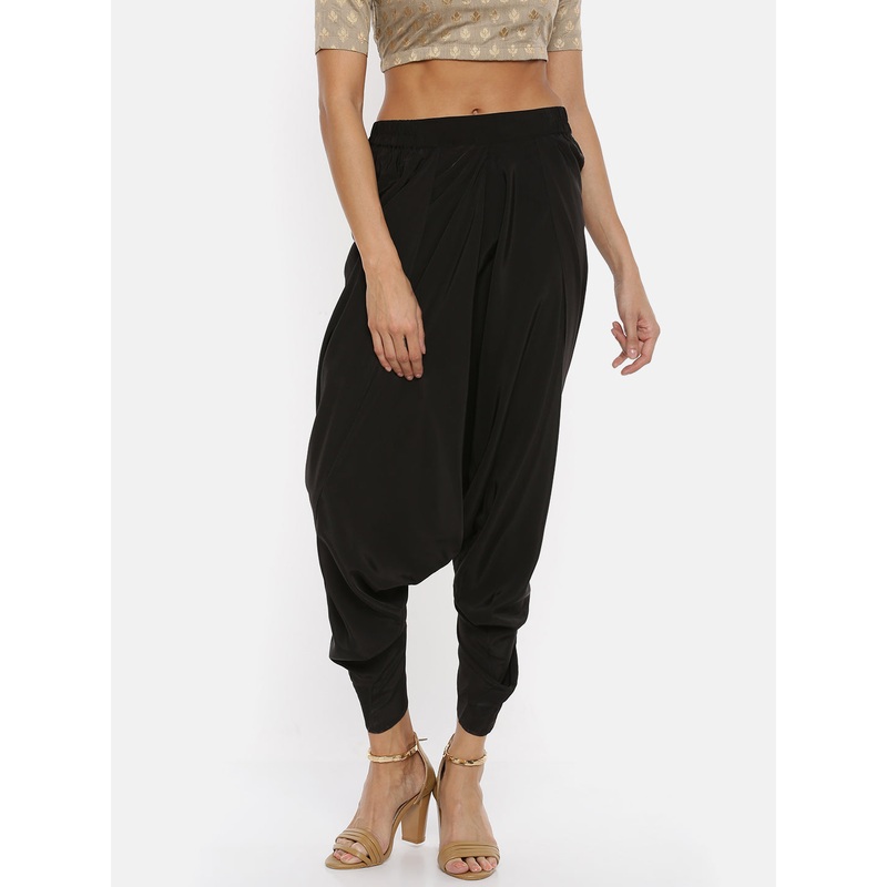 Women’s Dhoti Pant Solid Polyester Black