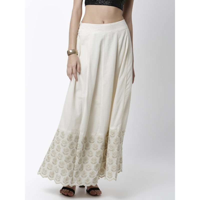 Women’s Ethnic Skirt  Embrodry Cotton Offwhite