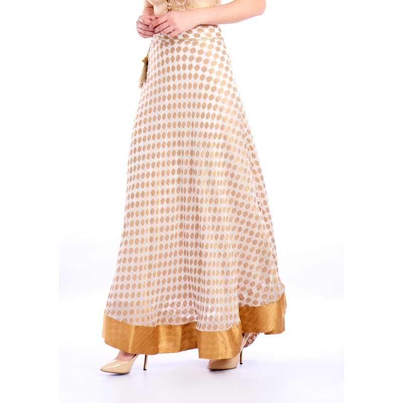 Women’s Ethnic Skirt Embrodry Polyester Offwhite