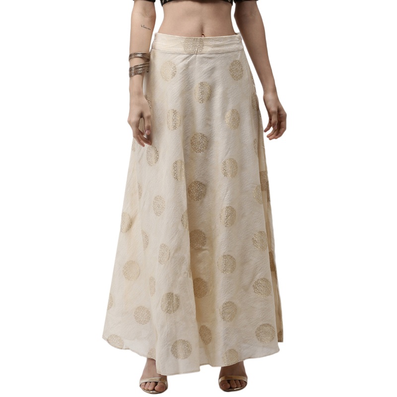 Women’s Ethnic Skirt  PrintedPolyester Light Gold