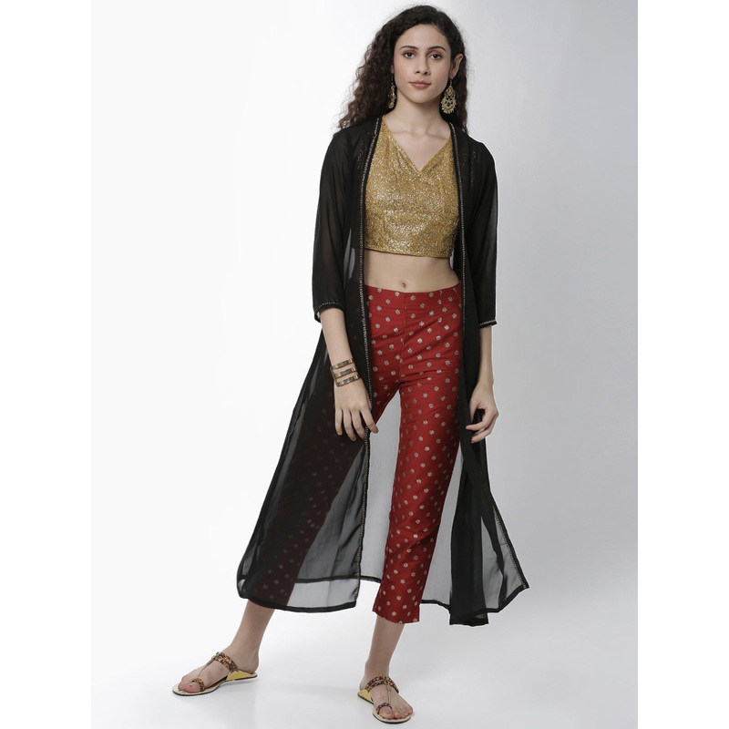 Women’s Knee Length Shrug PrintedBlack