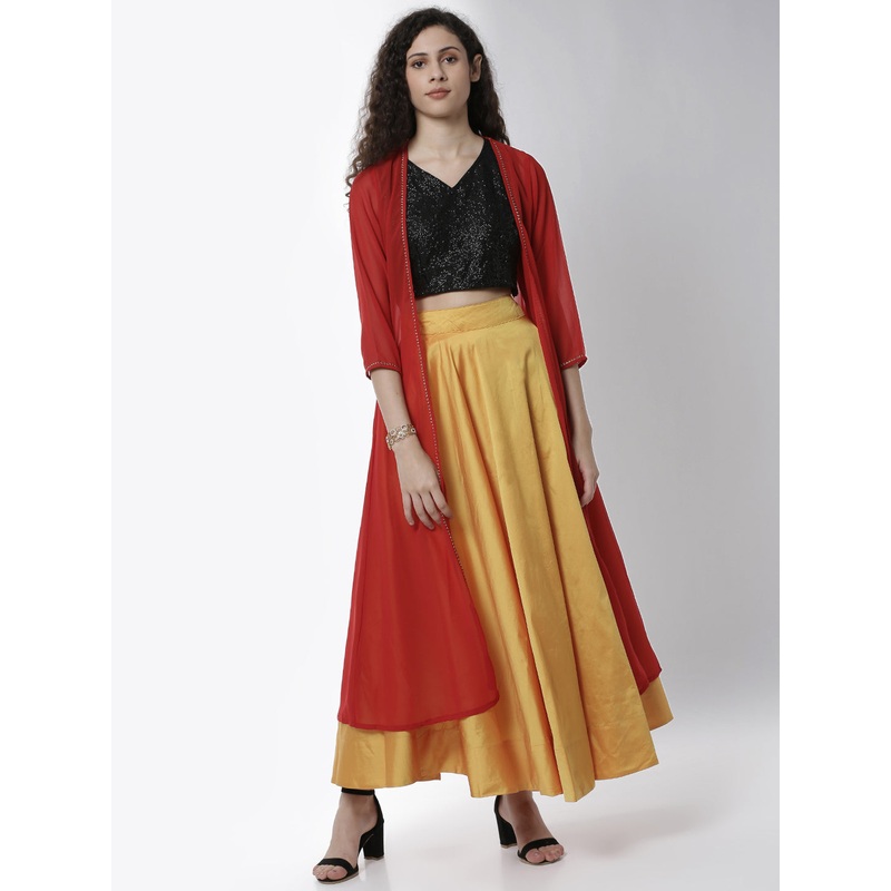 Women’s Knee Length Shrug PrintedPolyester Maroon