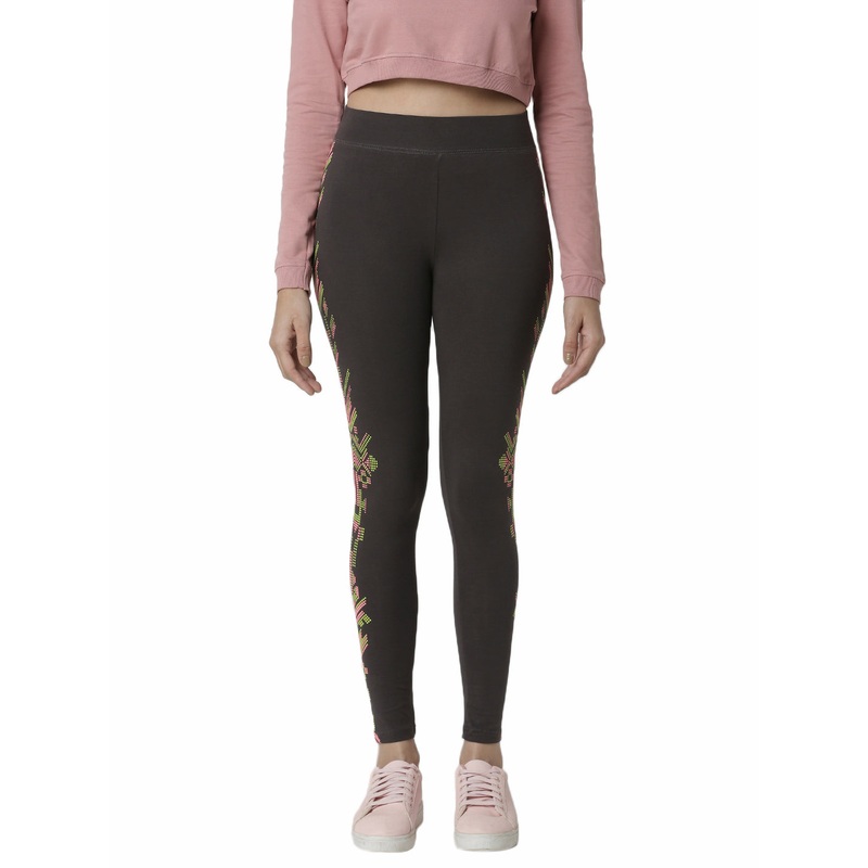 Women’s Printed Ankle Length Leggings  Dark Grey