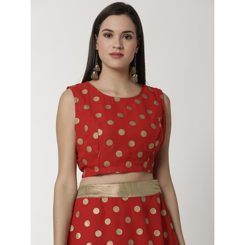 Women’s Printed Ethnic Crop Top Maroon
