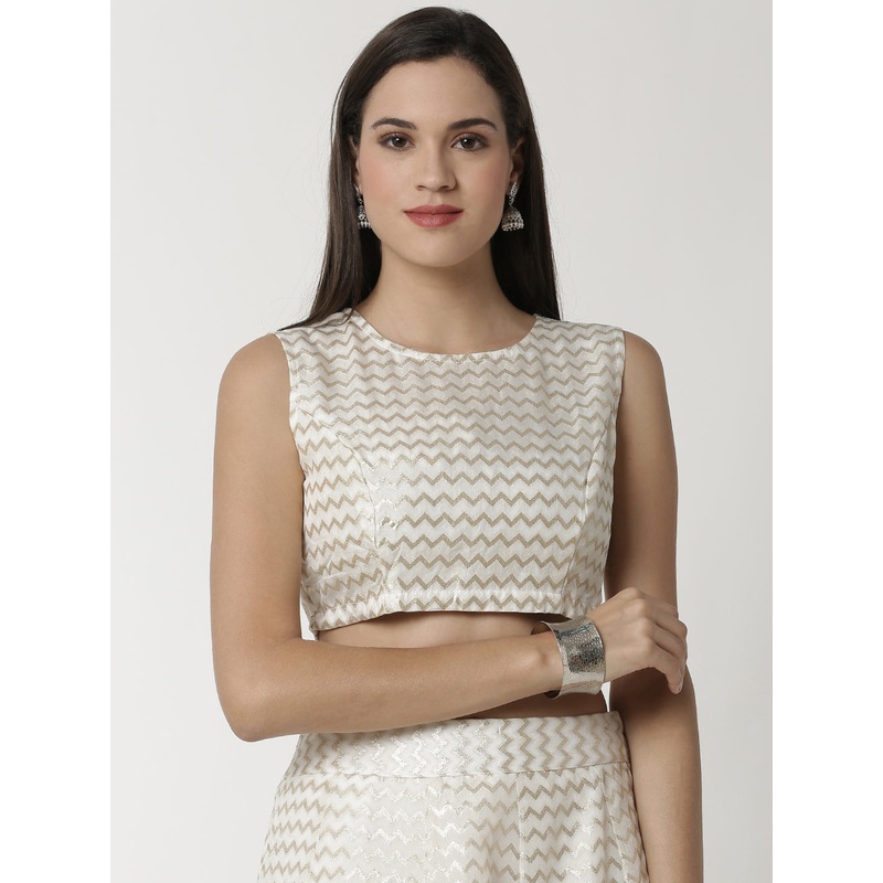 Women’s Printed Ethnic Crop Top Offwhite